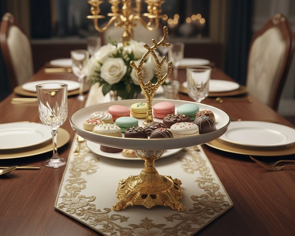 YUVARLAK PORSELEN AYAKLI SUNUMLUK 21cm