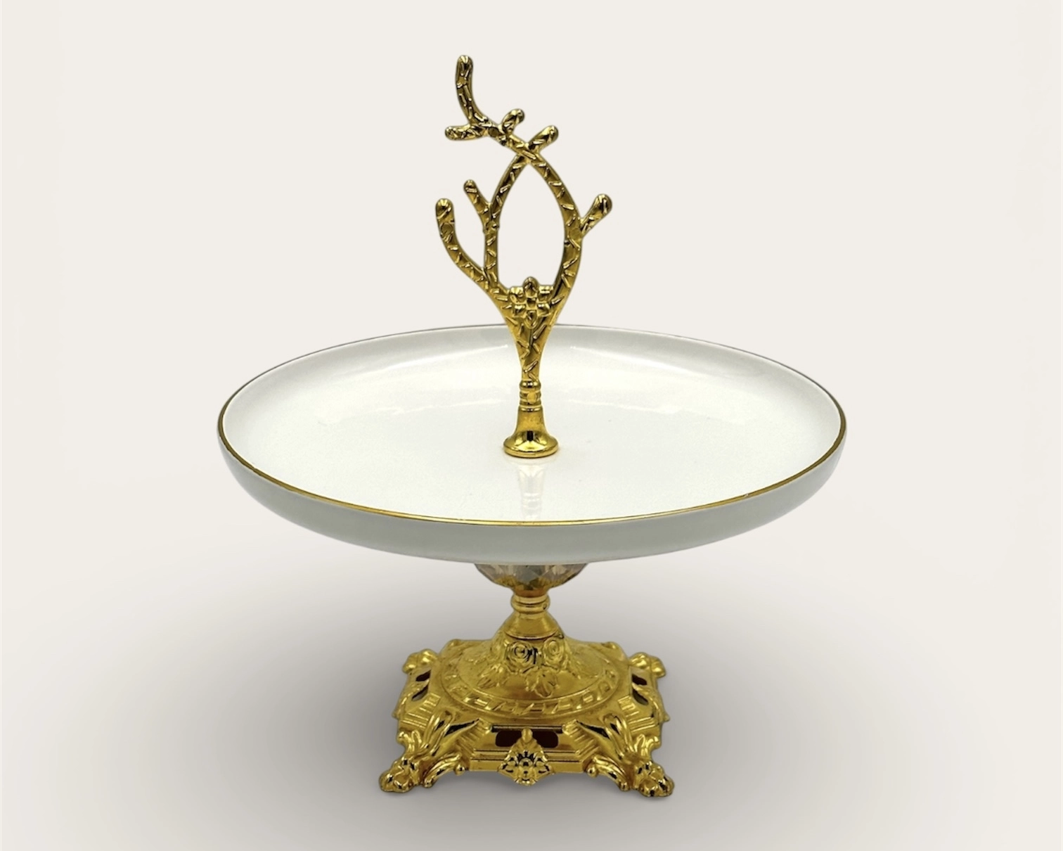 YUVARLAK PORSELEN AYAKLI SUNUMLUK 21cm