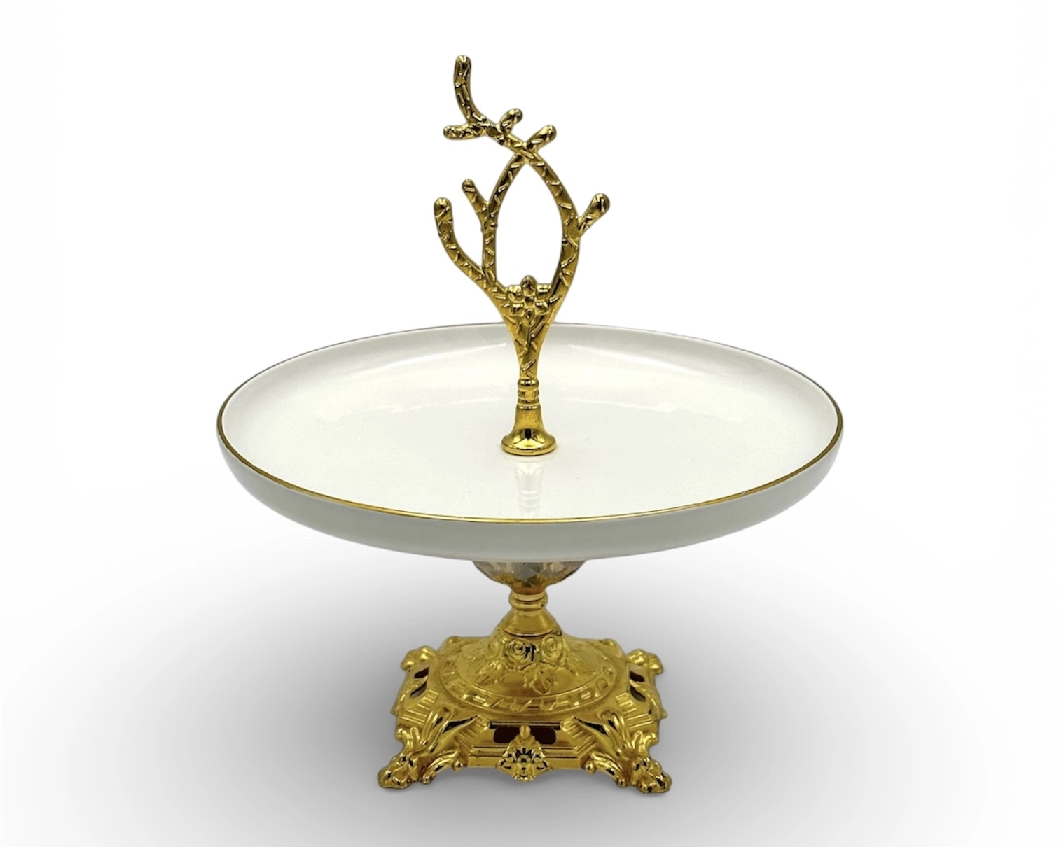 YUVARLAK PORSELEN AYAKLI SUNUMLUK 21cm