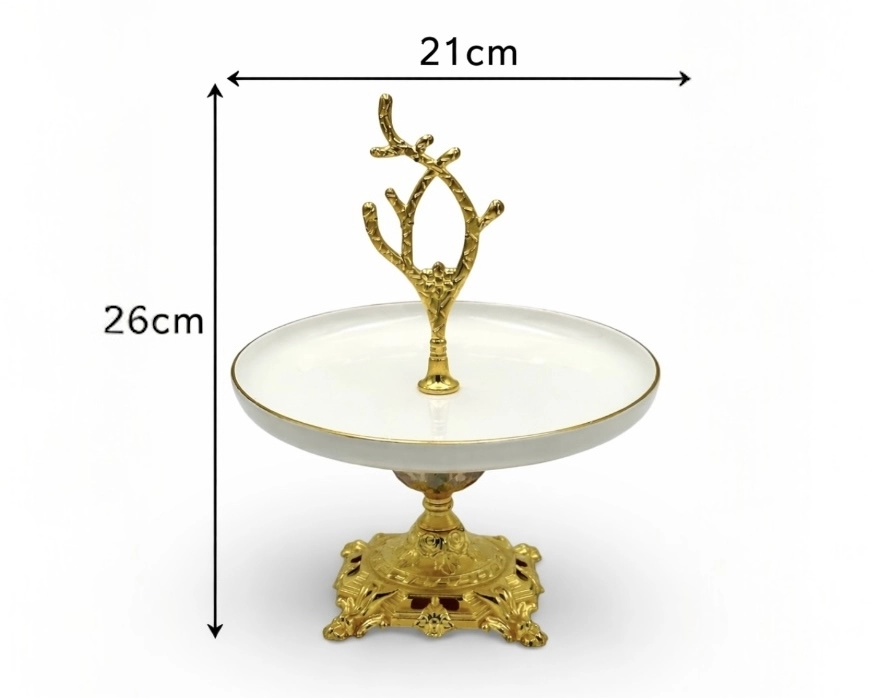 YUVARLAK PORSELEN AYAKLI SUNUMLUK 21cm