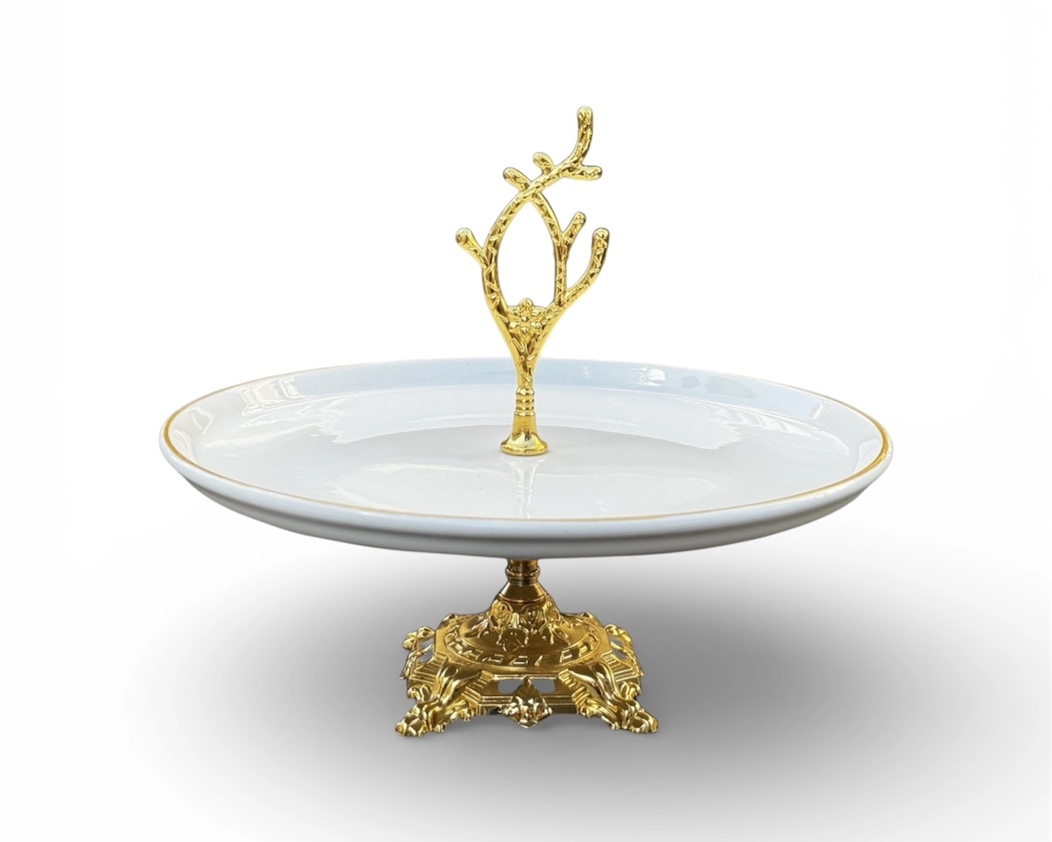 YUVARLAK PORSELEN AYAKLI SUNUMLUK 26cm