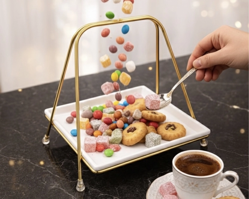 TEK KATLI KARE PİRAMİT SUNUMLUK