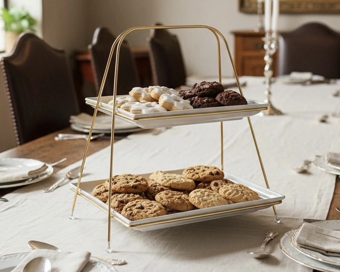 İKİ KATLI KARE PİRAMİT SUNUMLUK