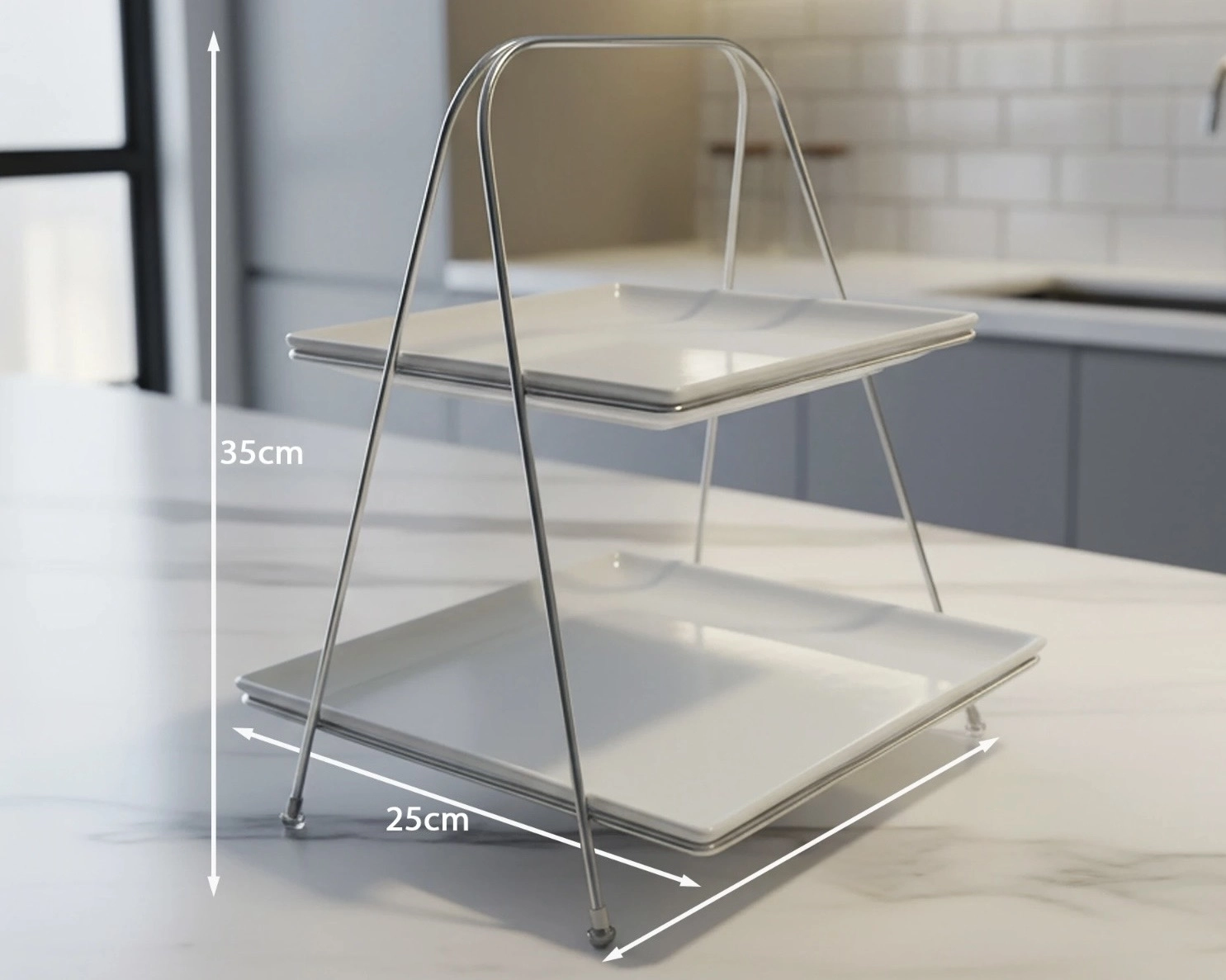 İKİ KATLI KARE PİRAMİT SUNUMLUK