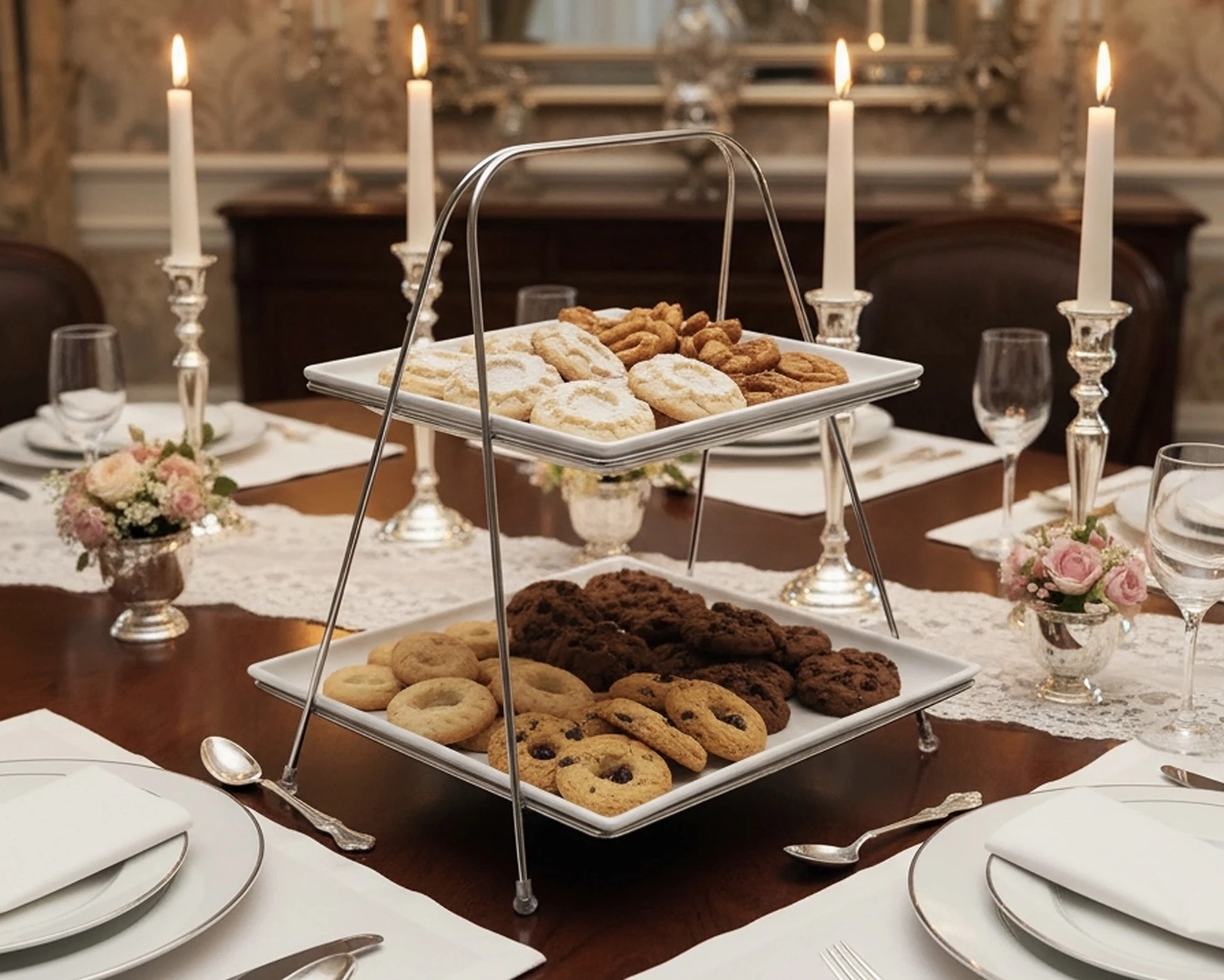 İKİ KATLI KARE PİRAMİT SUNUMLUK