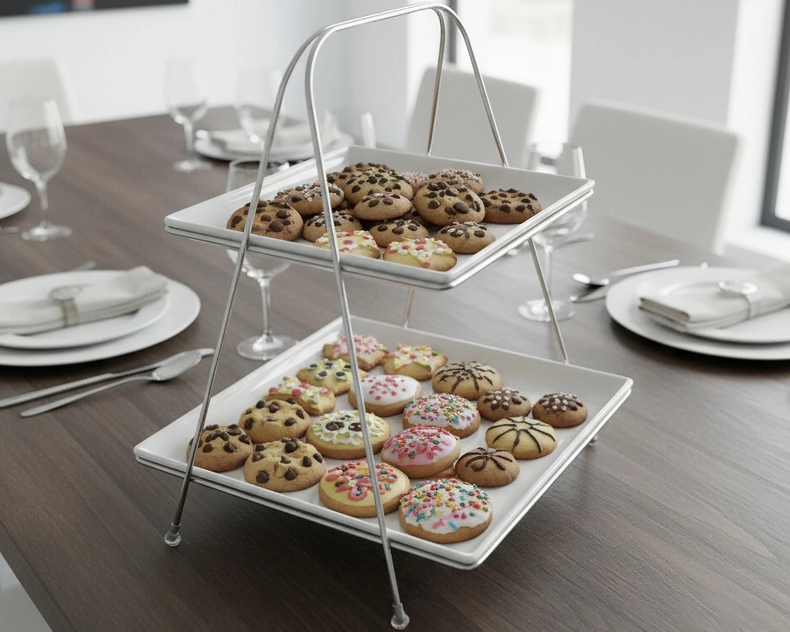 İKİ KATLI KARE PİRAMİT SUNUMLUK