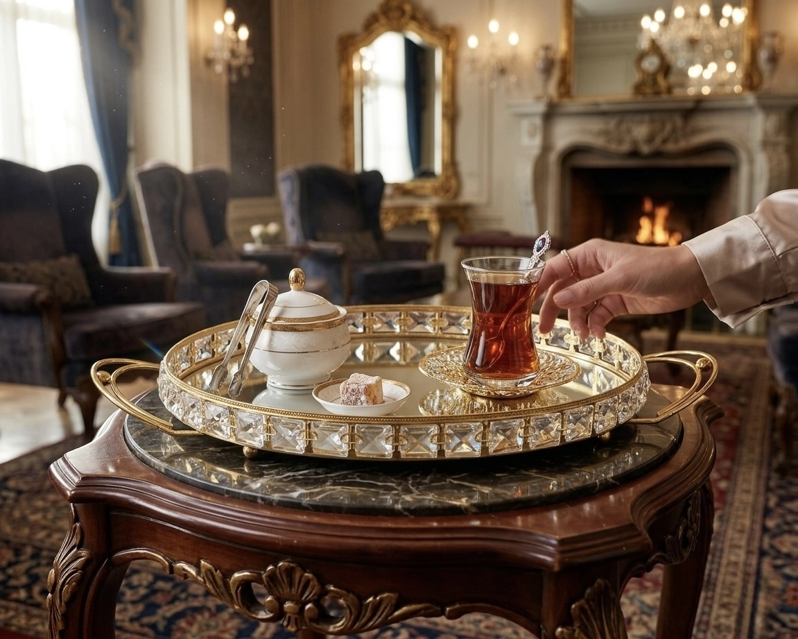 OVAL KULPLU KRİSTAL TEPSİ 36cm