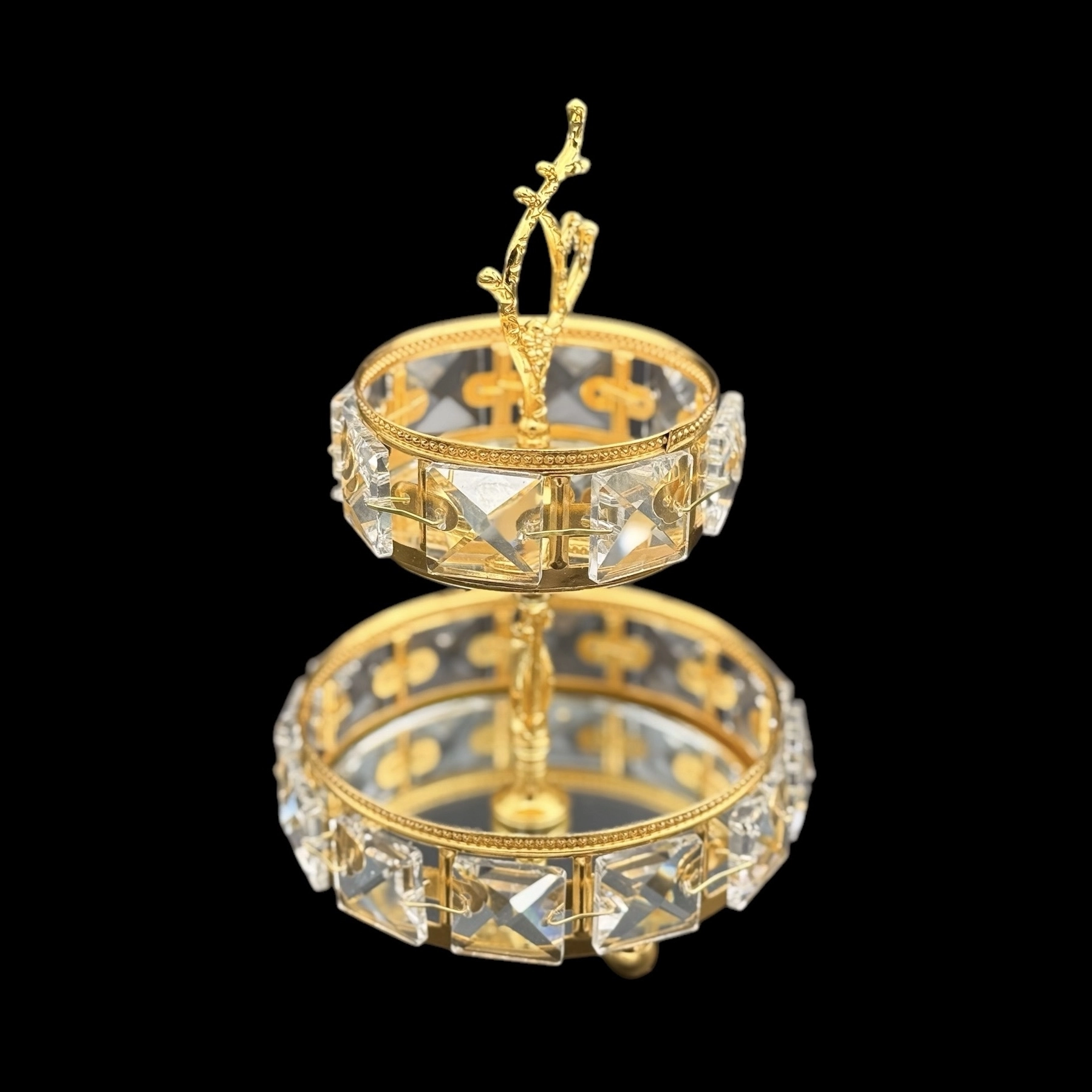 MİNİ YUVARLAK İKİ KATLI KRİSTAL SUNUMLUK