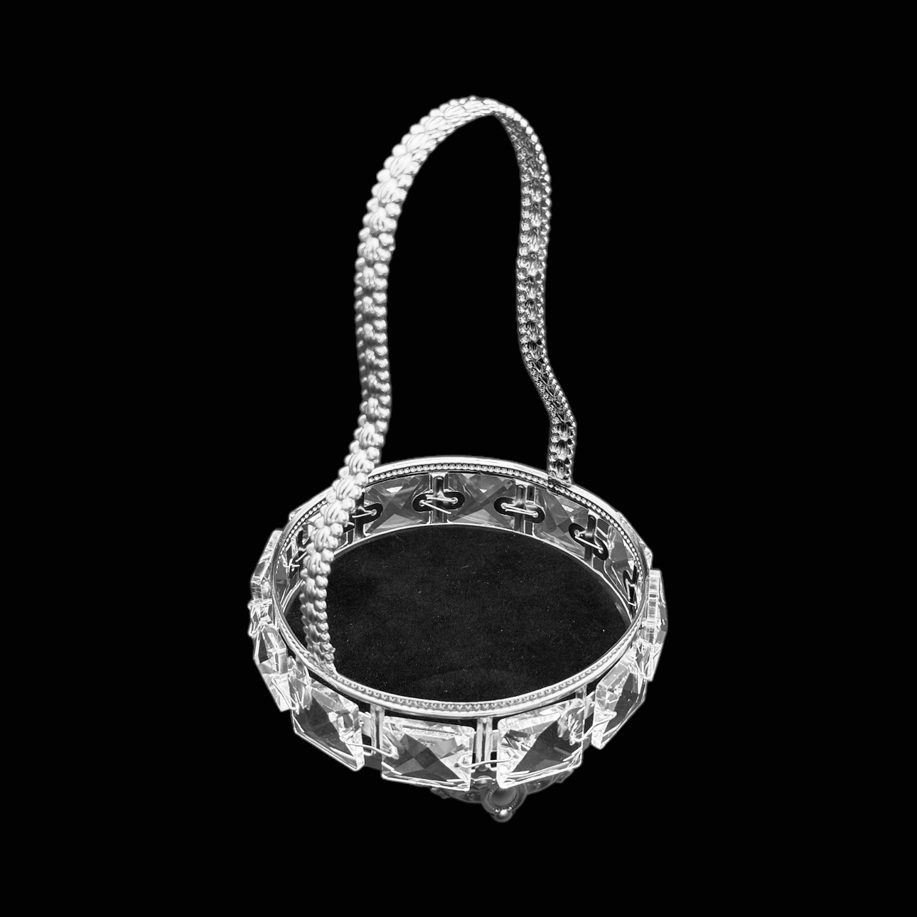 MİNİ YUVARLAK ASKILI KRİSTAL SUNUMLUK