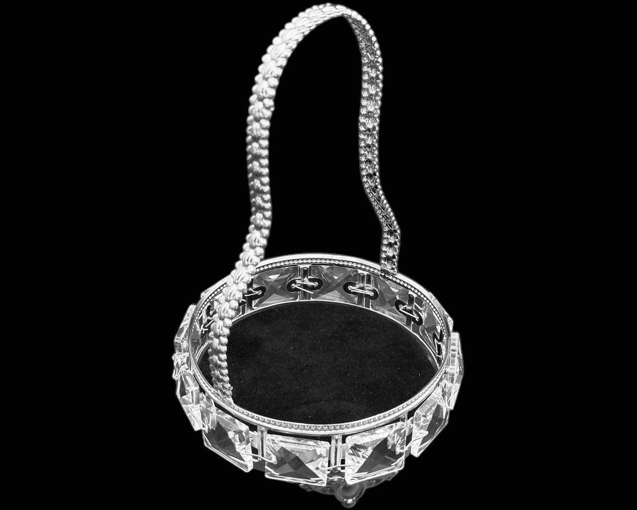 MİNİ YUVARLAK ASKILI KRİSTAL SUNUMLUK