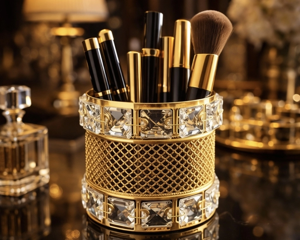 KRİSTAL DETAYLI MAKYAJ FIRÇALIK & ORGANİZER