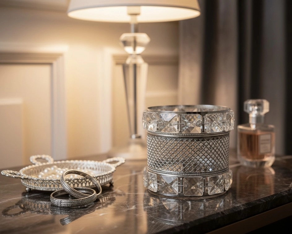 KRİSTAL DETAYLI MAKYAJ FIRÇALIK & ORGANİZER