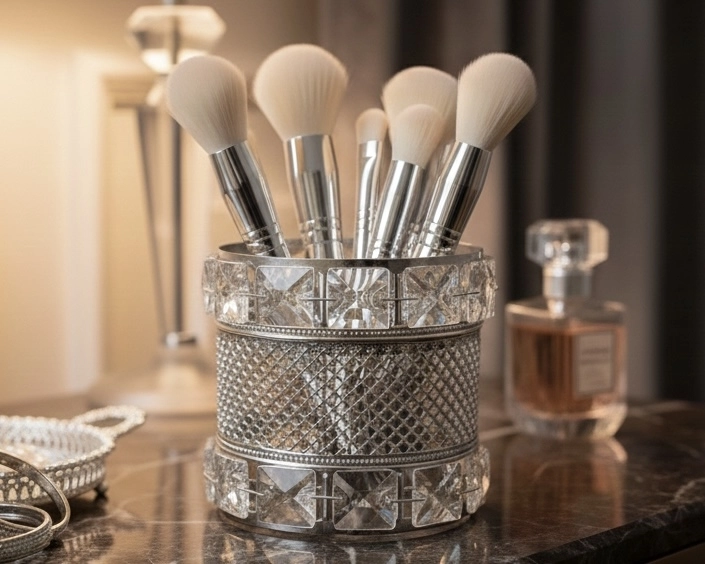 KRİSTAL DETAYLI MAKYAJ FIRÇALIK & ORGANİZER