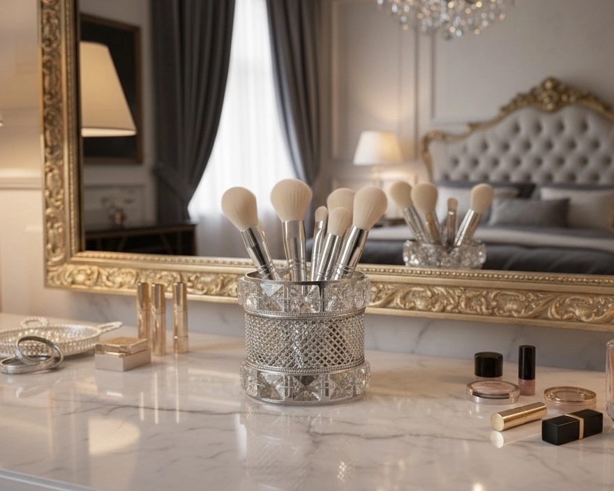 KRİSTAL DETAYLI MAKYAJ FIRÇALIK & ORGANİZER