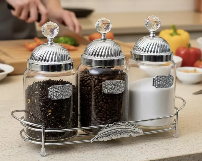 ÜÇLÜ LÜKS YAPRAK MODEL BAHARATLIK SETİ