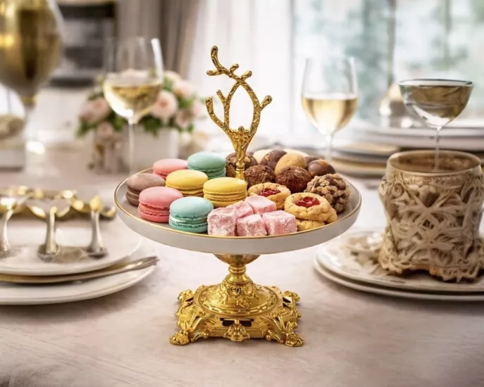 YUVARLAK PORSELEN AYAKLI SUNUMLUK 21cm