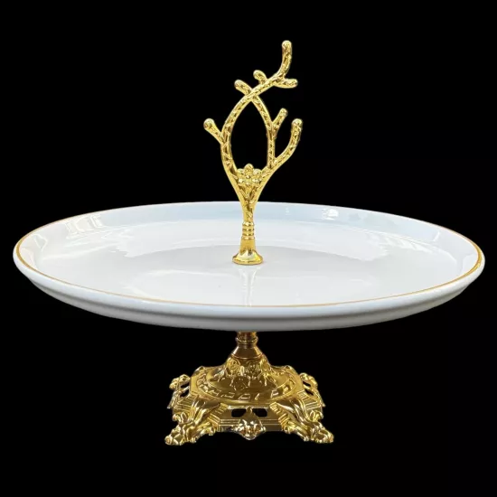 YUVARLAK PORSELEN AYAKLI SUNUMLUK 26cm