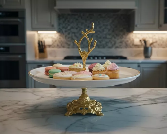 YUVARLAK PORSELEN AYAKLI SUNUMLUK 26cm