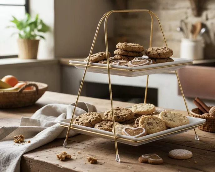 İKİ KATLI KARE PİRAMİT SUNUMLUK