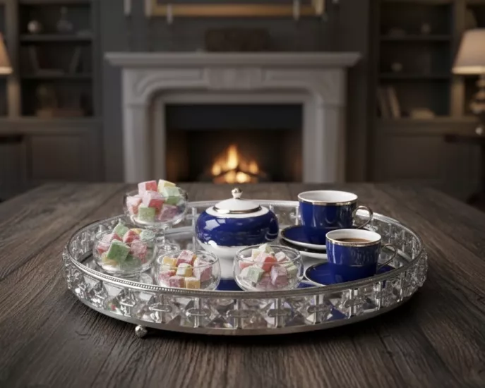 YUVARLAK KRİSTAL TEPSİ 25cm