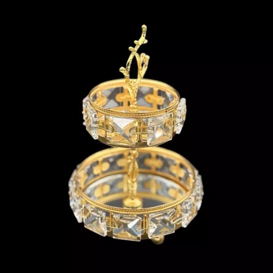 MİNİ YUVARLAK İKİ KATLI KRİSTAL SUNUMLUK