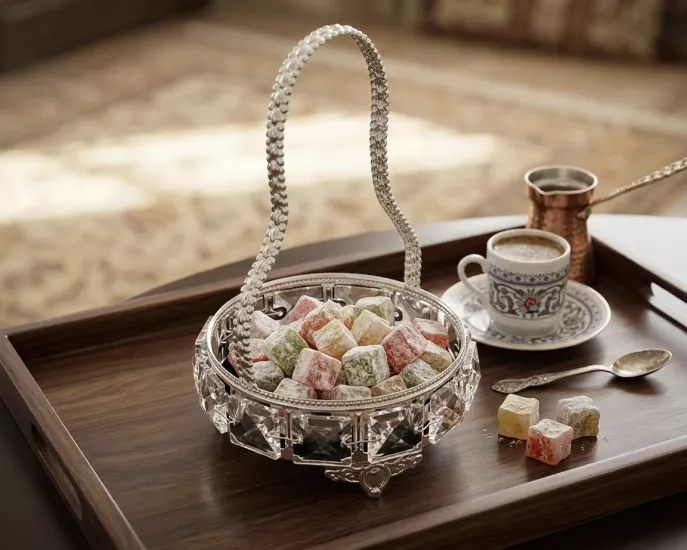 MİNİ YUVARLAK ASKILI KRİSTAL SUNUMLUK