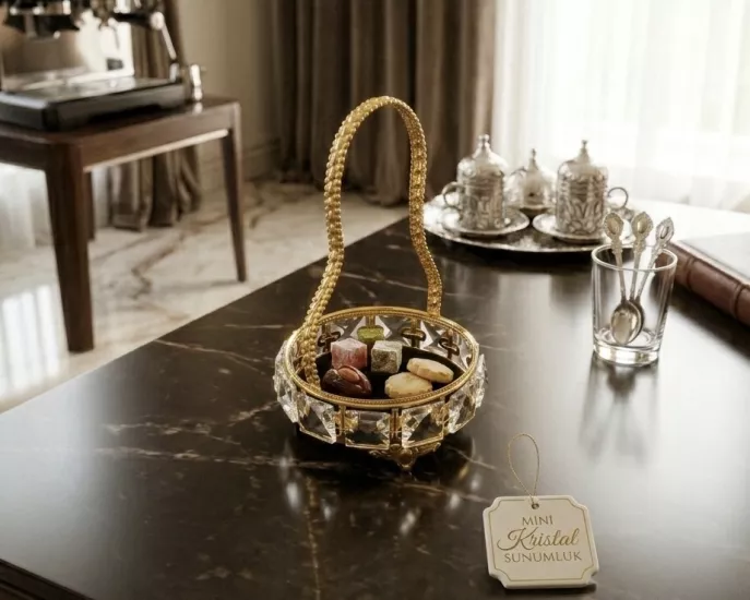 MİNİ YUVARLAK ASKILI KRİSTAL SUNUMLUK